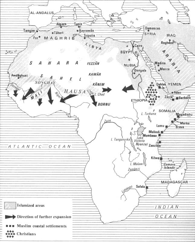 The Islamized areas of Africa by c. 1500